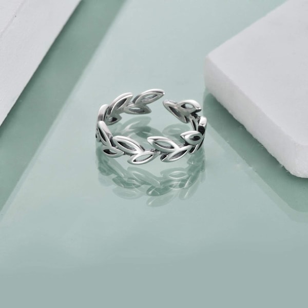 ringer kvinner,Justerbar Bladring Oliven Delt Ring Dame Menn - Perfet