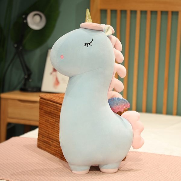 Søt Unicorn Doll Plysj Leke Sovepute Seng Dukke Stor Dukke - Perfet blue