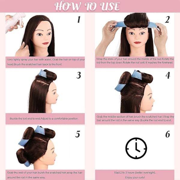 3 stk. Varmefrie Hårcurlere Overnight Blowout Rods Høj Elasticitet Flexi Gummi Rods-Perfet