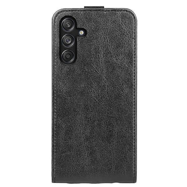 Kompatibel med R64 Tekstur Vertikal Flip Læder Telefon Cover - Perfekt Black
