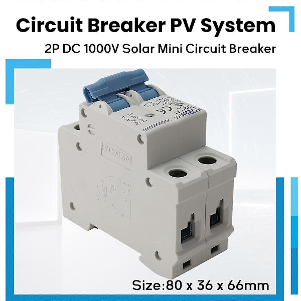 TOMZN 2P DC 1000V Solcell Mini Brytare DC MCB Brytare Kompatibel med PV System-Perfet