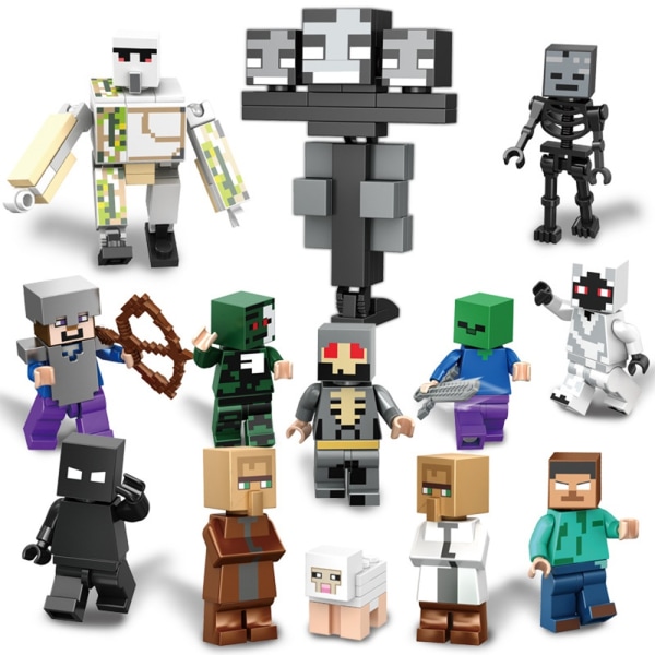 13 stk Minecraft Assembly World Building Blocks Minifigurer Legetøj - Perfet