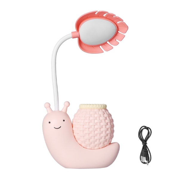 LED-bordlampe med penneholder Multifunksjonell USB-lading Søt skrivebordslampe for studenter Baby Rosa- Perfet