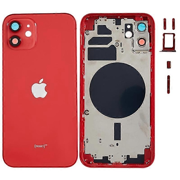 Kompatibel med iPhone 12 6.1 tommer Bak Batterideksel + Midtre Plate Ramme + Sideknapper Erstatning - Perfekt Style E