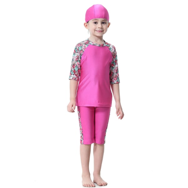 Perfekta badkläder för barn, flickor Burkini baddräkt Set - Perfet Rose&Red