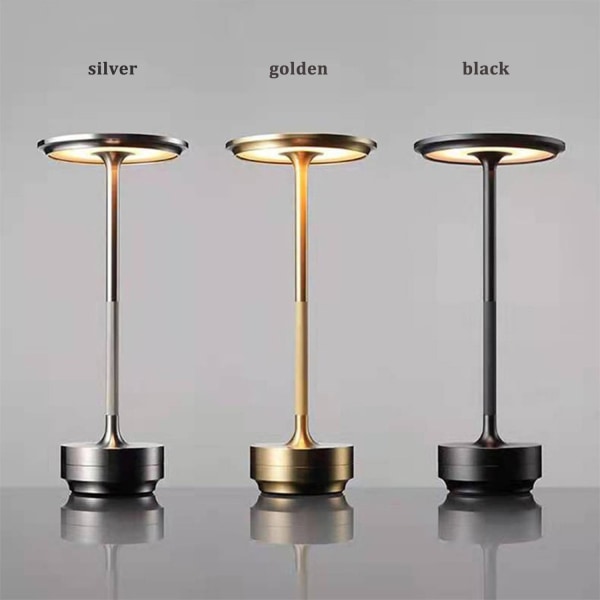 metallisk sladdlös bordslampa, dimbar och uppladdningsbar vattentät skrivbordslampa - Perfet Silver