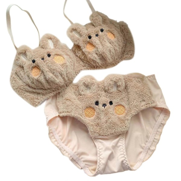 Hauska Karhu Alusvaatesetti Tekoturkis Rintaliivit ja Pikkuhousut Pehmo Alusvaatesetti Sarjakuva Ihana Rintaliivisetti Lomalahjat Naisille Söpö karhupuku XL-Täydellinen Cute bear suit S
