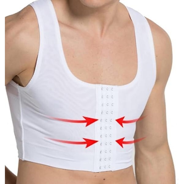 Menn's Kroppsshaper Brystbinder Flat Kompresjon 3 Raders Lukking Brystkorsett Vester-Perfet XXL