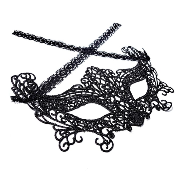 Venetian Eye Mask in Lace - Lace Mask Ball Masquerade Halloween svart - Perfet black