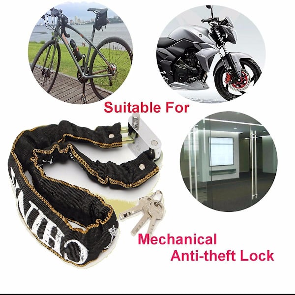 Ketjulukko Polkupyörä Heavy Duty Safety Riippulukko Moottoripyörä + 3 Key