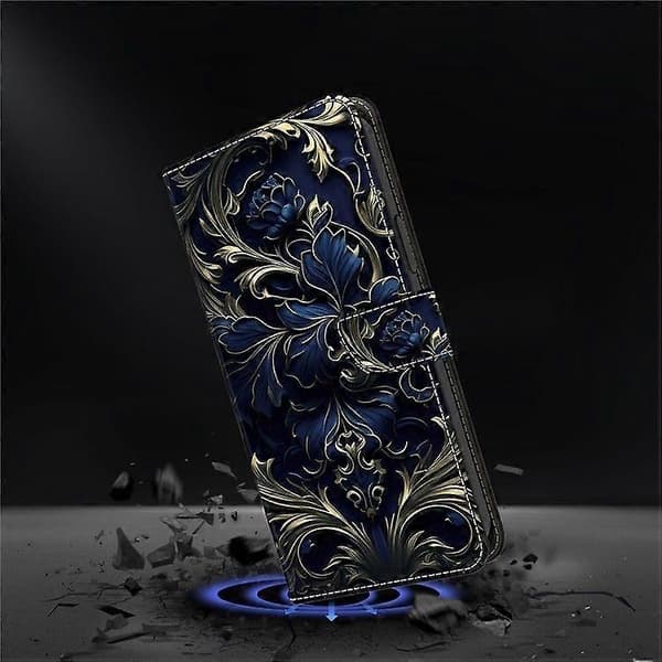 Telefonfodral för Samsung Galaxy S25, PU Läder Plånboksfodral med Ställ-Perfekt Blue Flower