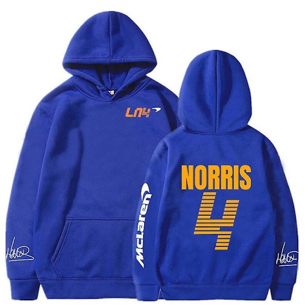 Mclaren F1 Hoodie Lando Norris 4 Bogstav Tryk Herre- og Dame Sweatshirt Efterår/vinter Casual Fashion Street Stor Hoodie-Perfekt Blue XL