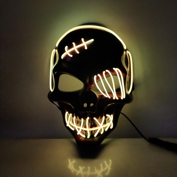 Halloween Skull Mask Full Head Skeleton Biochemical Mask Gul - Perfet