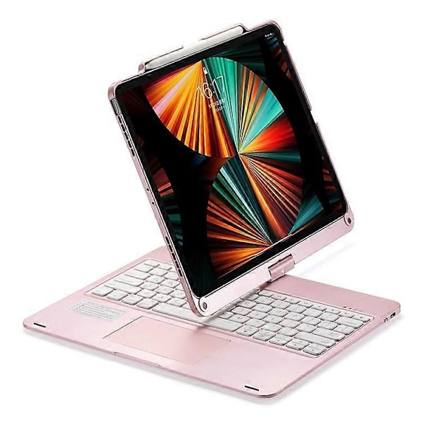 Kompatibelt tangentbord med bakgrundsbelysning och pekplatta för iPad Air 13 (2024) / iPad Pro 12.9 (2022) / (2021) / (2020) / (2018) med surfplattefodral - Perfekt PinkGold