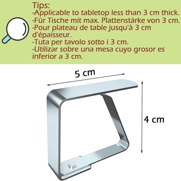 8-delad tyghållare för bordsklämmor silver - Perfet