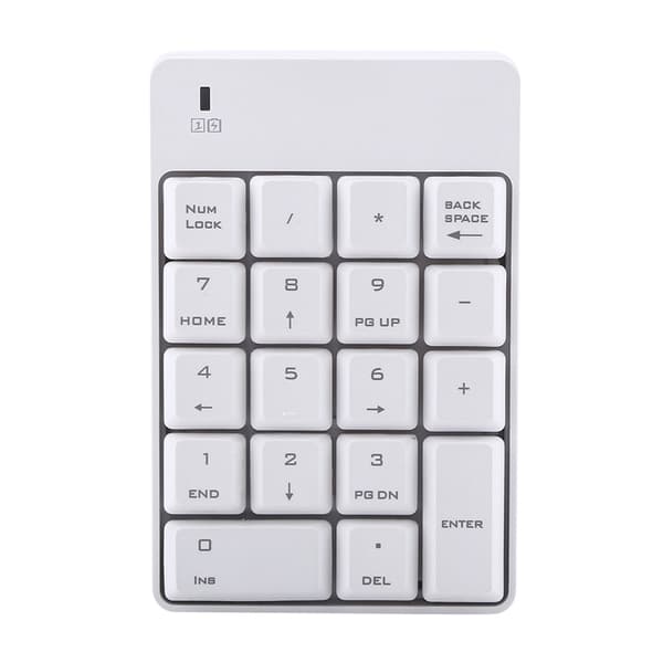 18-tasters trådløst numerisk tastatur, 24GHz, hvid