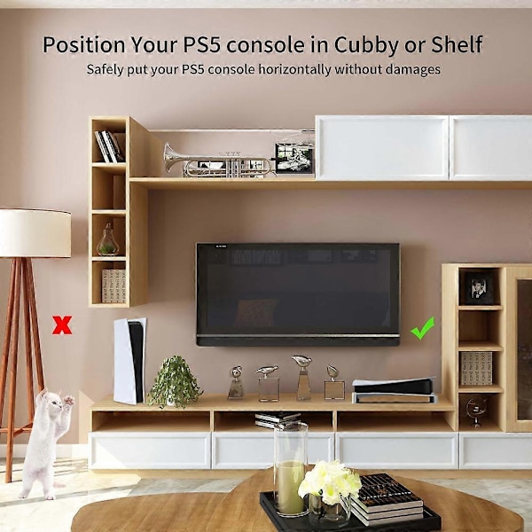 Stativ for PS5-konsoll, Horisontal Brakett Stativ for PS5, Base Stativ for Playstation 5 Disc & Digital Utgaver Tilbehør - Perfekt WHITE