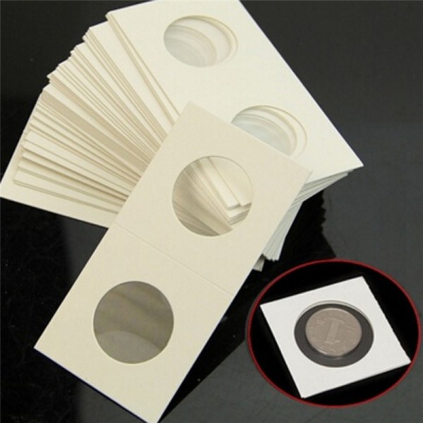 50 uutta valkoista pahvia 2x2 Mylar-kolikkotelinettä säilytystilalla B. - Perfet White 3.7cm