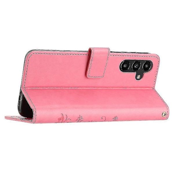 Kompatibel med Samsung Galaxy A55 5G Sommerfugl Læder Etui Telefon Cover med Stand Wallet-Perfet Pink