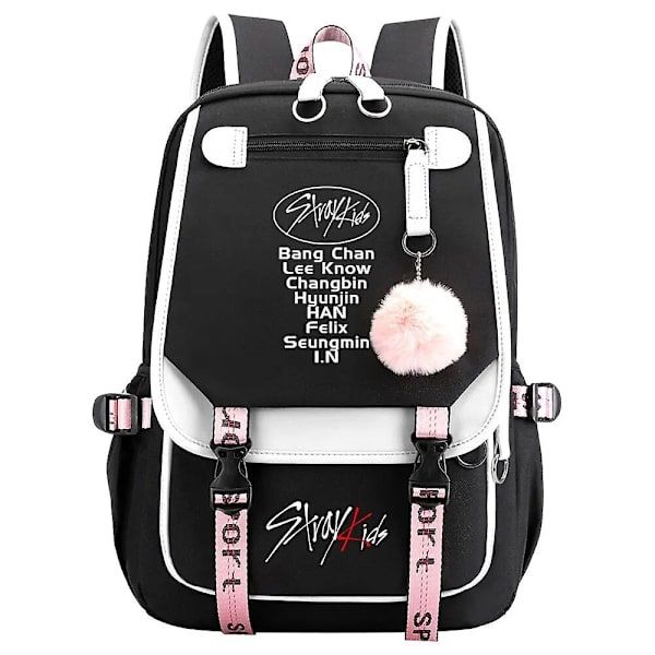 Nye Stray Kids Jenter Gutter USB Ryggsekker Anime Skole Boksekker Tenåring Lerret Ryggsekk for Kvinner Ryggsekker-Perfekt 31