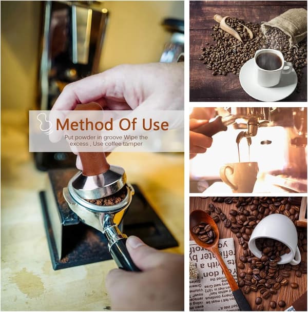 Kaffekvern med solid trehåndtak, kaffestempel (51 mm) - Perfekt
