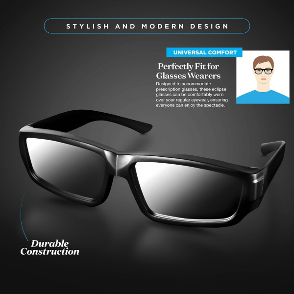 2024 Solar Eclipse Glasses (5 kpl) Turvalliset aurinkolasit suoraan auringonvaloon - Perfet