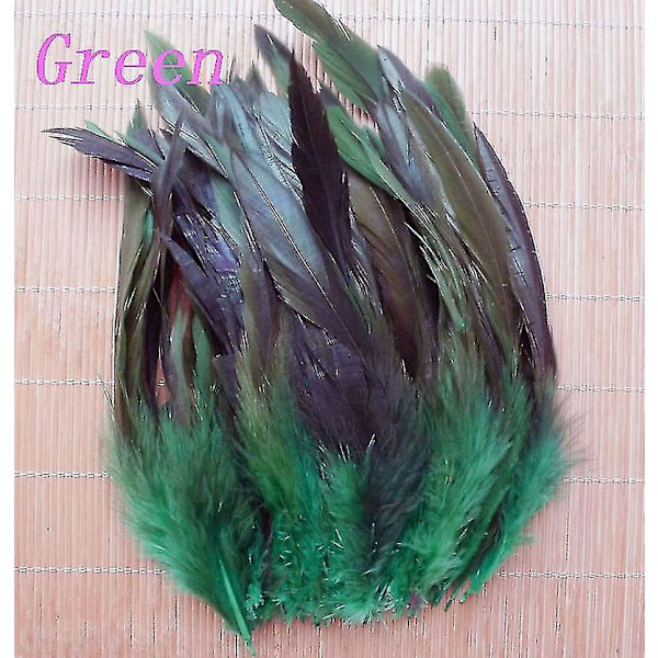 200 stk Naturlige Hanehale Fjer 13-18cm Hanefjer Sorte Fjer til Karneval Halloween Julehåndværk Dekoration-Perfet Grass green