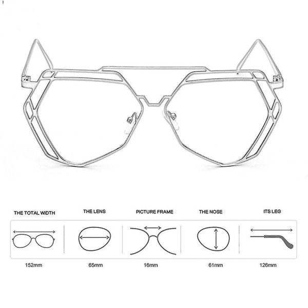 platt spegel Metall fyrkantig ram Glasögon Ram Resin Lins Specialdesign - Perfet