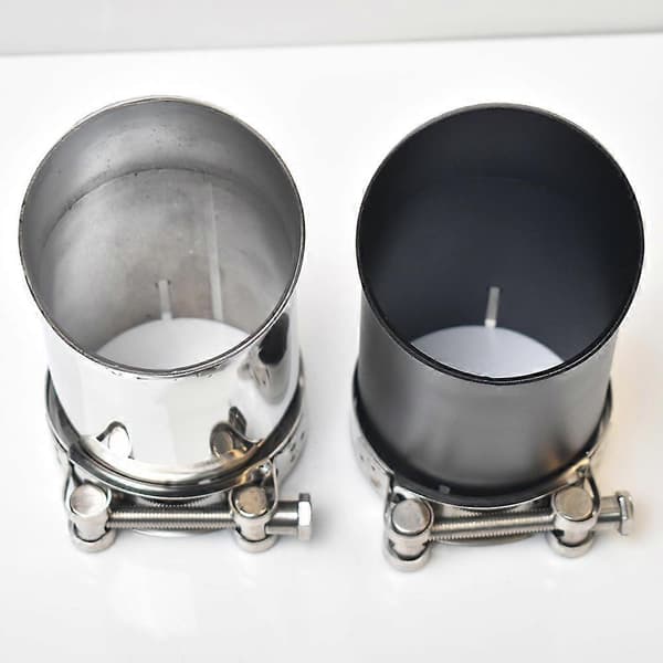 1 stk. Mat Sort Udstødning til Bil 3 Tommer Lyddæmper Tip Sølv 45 Graders Bøjning 76MM Enderør med Remus logo - Perfekt Silver