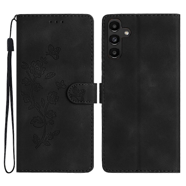 Kompatibel med Samsung Galaxy A56 5G Deksel Lær Innprentet Blomst Telefon Deksel Lommebok med Håndleddsstropp-Perfet Style F