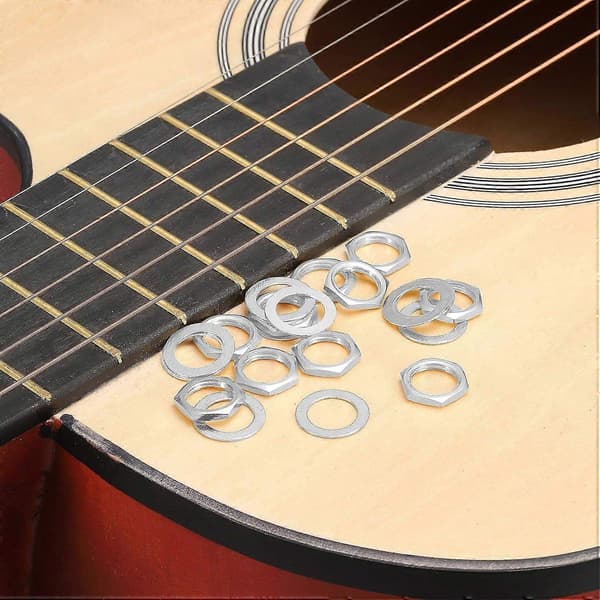 4 Sæt Guitar-møtrikker og spændeskiver 3/8 Guitar Input Output Jack Socket Møtrikker Sølv-Perfekt