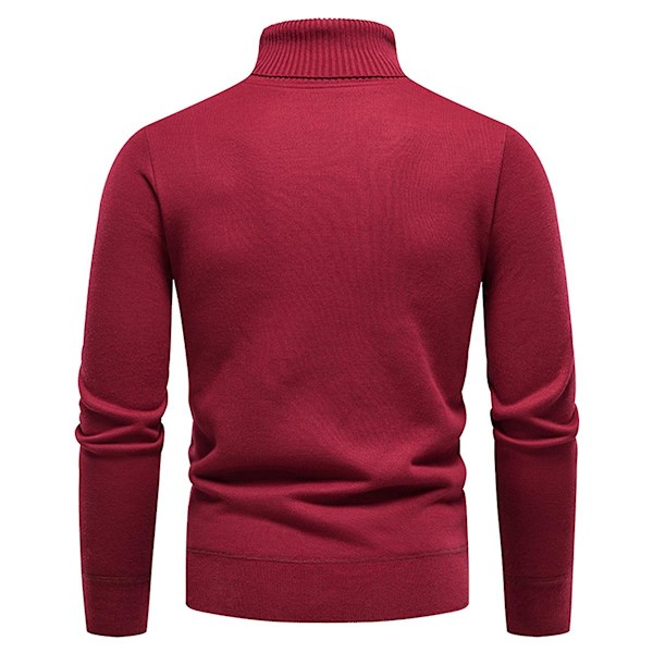 Yynuda Herre Turtleneck Lett Slim Fit Genser Casual Strikket Pullover-Perfet Wine red XL