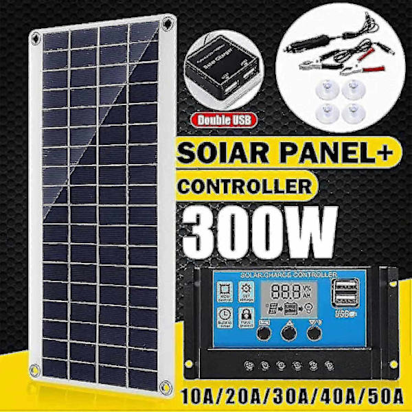 300W 12V Solpanel Kit - 300 Watt 12 Volt Off-Grid System med 10A-60A Controller-Perfet