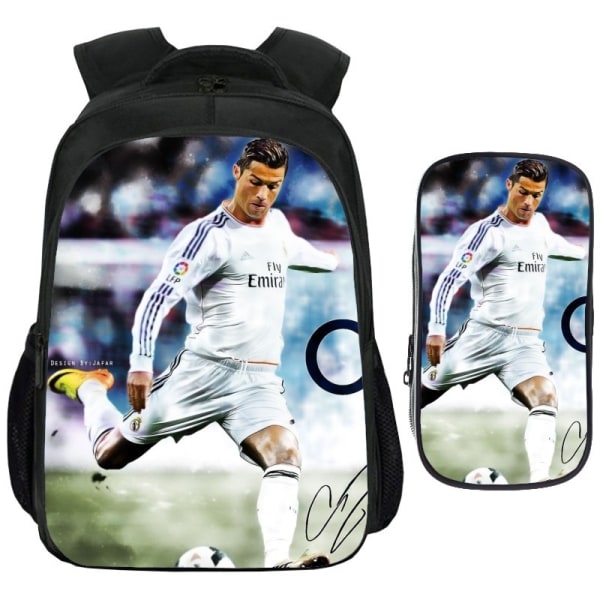 Ronaldo Ryggsäck Tecknad Ryggsäck Case 2 delar Set Grundskola Dagis Man- Perfet 13inches