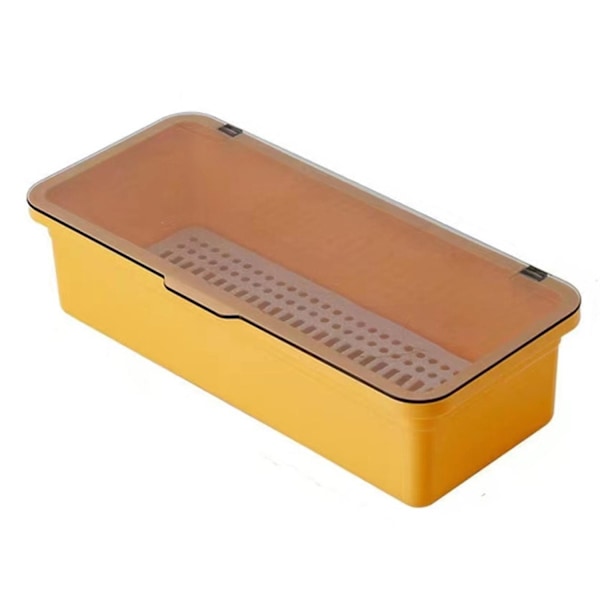 Läpinäkyvä Cutlery Tray - pölytiivis ruokailuvälineiden säilytyslaatikko - Perfet Yellow