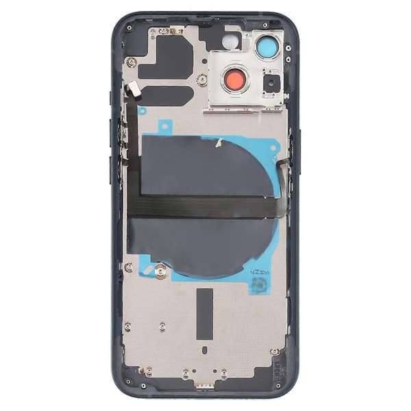 Kompatibel med iPhone 13 Batterideksel Bak med Sideknapper & SIM-kortbrett & Strøm + Volum Flex Kabel & Trådløs Lader Modul-Perfekt Black