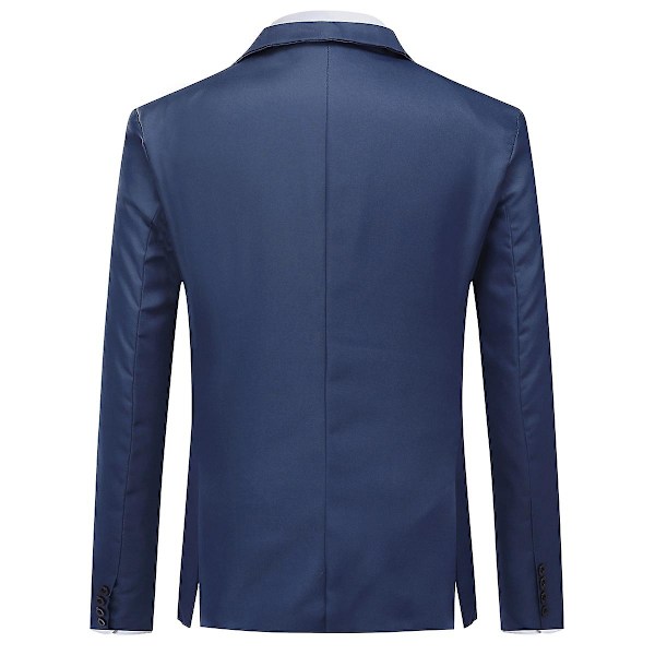 Mænds Business Casual Klassisk Hakket Lapel Dobbelt Slids Ensfarvet Enknaps Blazer - Perfekt Navy M