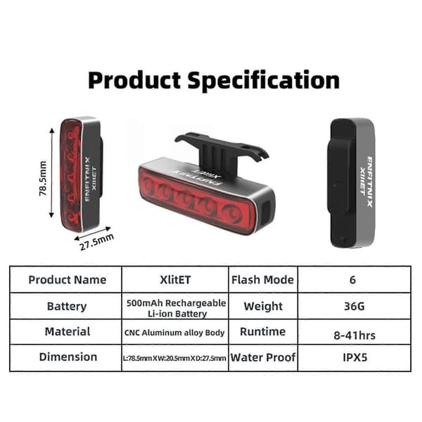 2x Xlite Sykkel Baklys Intelligent Sensor Bremselys USB Landeveissykkel Baklykter-Perfet