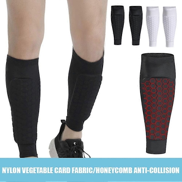 Benbeskyttere med benvarmere, stødabsorberende honeycomb nylon støttesok, skinnebensbeskytter - Perfekt Black L