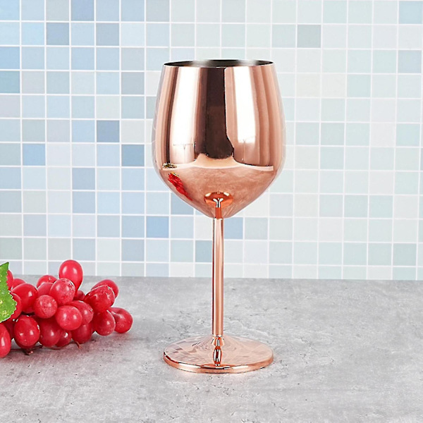 500ml Stora Vinglas i Rostfritt Stål, Okrossbara Metalldricksglas, Bägare -hao-Perfet rose gold