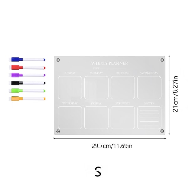 Akryl Magnetic Weekly Planner Kalender til Køleskab Dry Erase Board - Perfet null - TYU052 Small