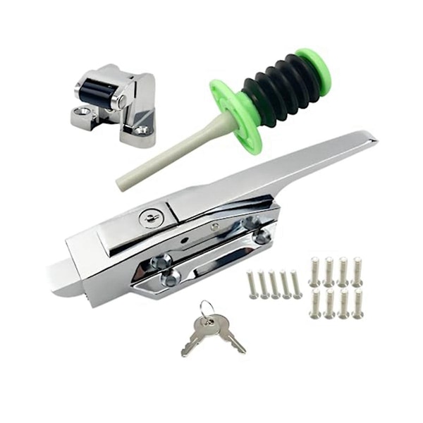 Cooler Door Latch Kit, Safety Freezer Door Latch Handle Set, with Adjustable Offset Strike and Insi-Perfet 0 0