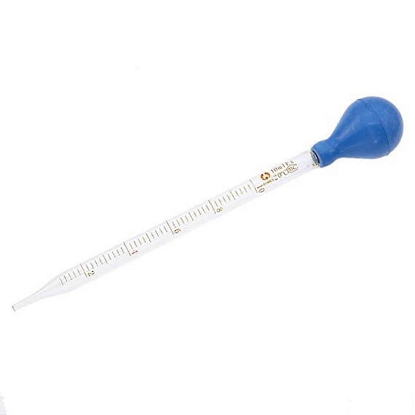 10 ml Glas Skala Linje Dropper Pipette Laboratorie Dropper Dråbepipette Blåt Gummihoved Pipettorer - Perfekt