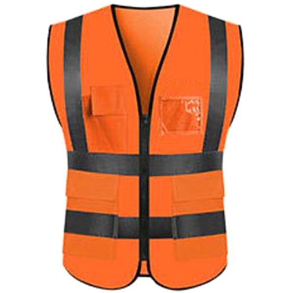 Refleksvest High Visibility Vest Telefon- og ID-lommer - Perfet # 8 Orange XL