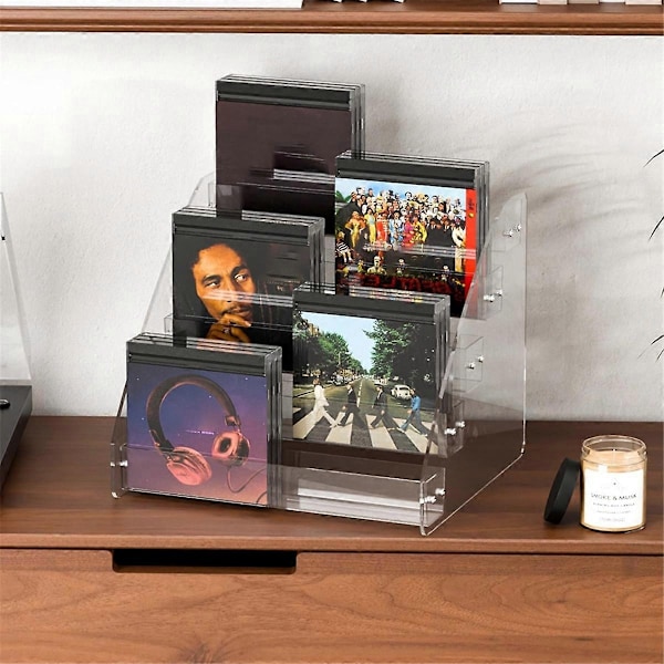 CD-teline, 5-tasoinen, kirkkaat CD-järjestäjät, CD-näyttöteline, johon mahtuu jopa 30 tavallista DVD-koteloa Media-Perfetille
