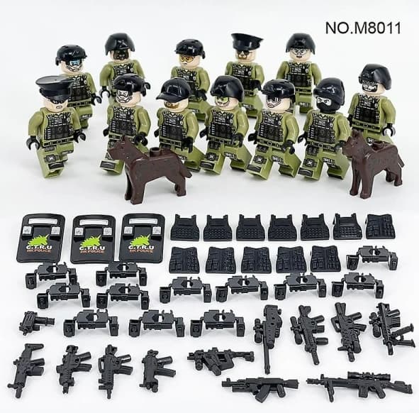 Sotilaallinen rakennussarja, sisältää 12 minihahmoa