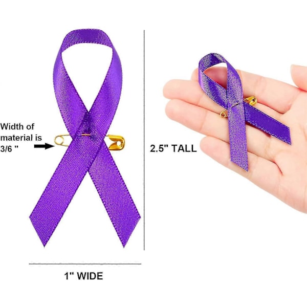 500 kpl Violetteja Mainosnauha Pinssejä Violetti Nauha Rintamerkkejä Violetti Satiinikangas Nauha Turvaneuloja Naisille Tytöille - Täydellinen