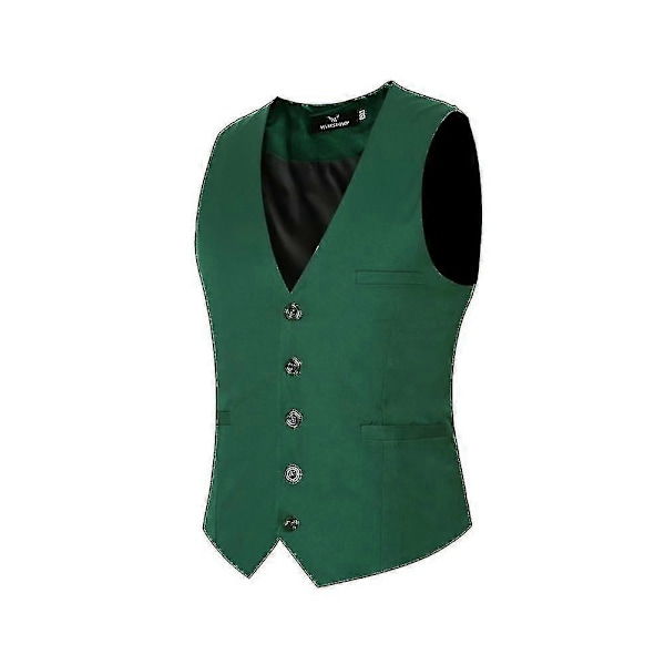 Herre V-hals dressertvest i ren bomull, smal passform, fire sesonger - Perfekt Green M