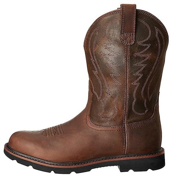 Vintage-saappaat miesten cowboy-saappaat PU länsimaiset saappaat keskipitkät nahkasaappaat miesten syksyn nahkasaappaat mukavat ritari-saappaat - täydelliset Brown 46