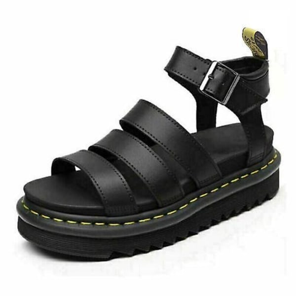 Naisten paksut sandaalit paksupohjaiset hihnat, tasaiset kengät kesäksi uusi koko - täydellinen Black UK8EU42